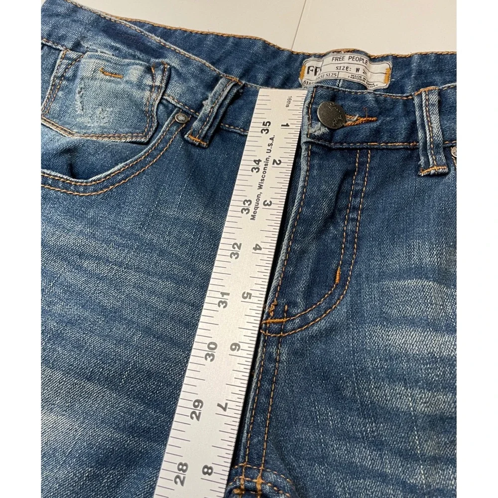 Free People Womens Distressed Skinny Jeans Blue Denim Low Rise Size 28